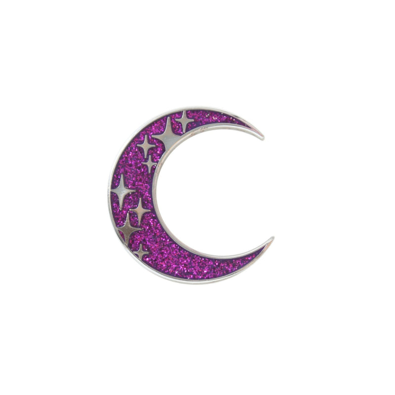 Celestial Moon Glittery Lapel Pin Badge - Minimum Mouse