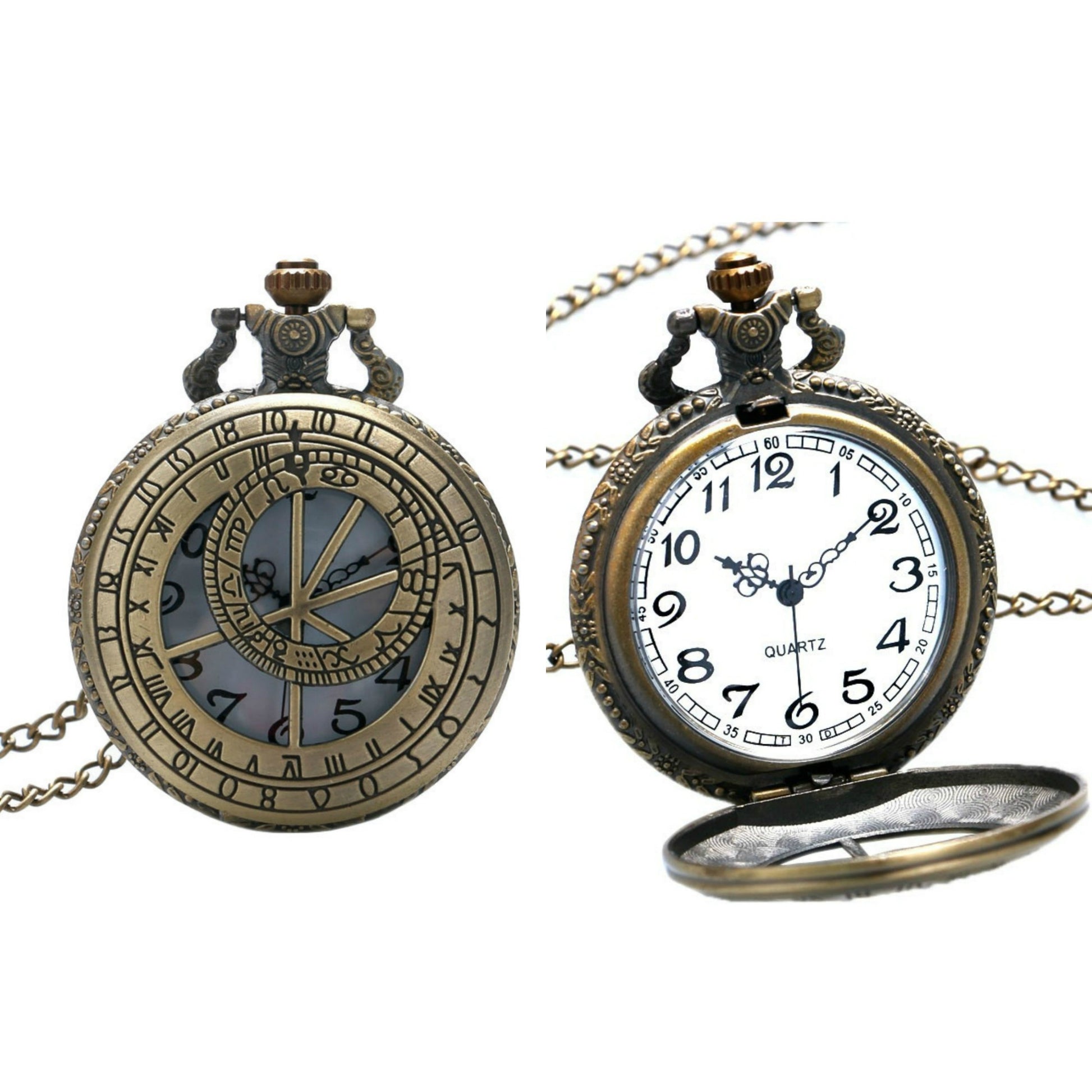 Celestial Zodiac Symbols Quartz Pocket Watch