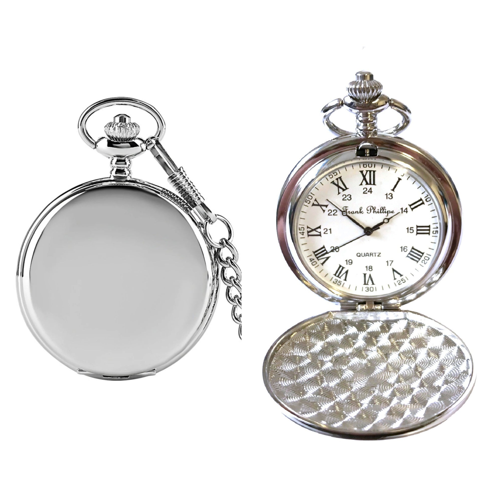Classic Silver Quartz Pocket Watch