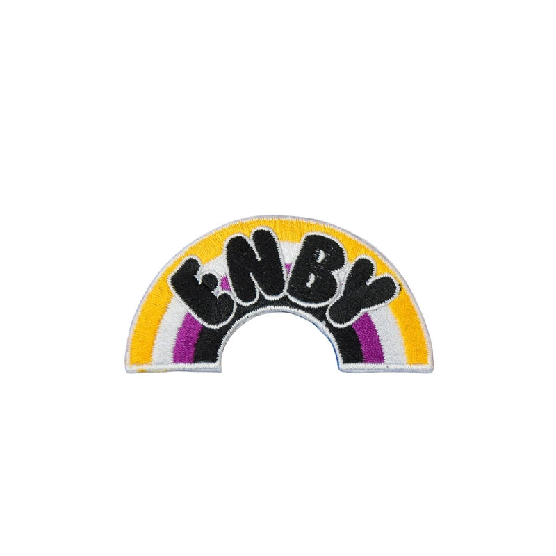 Enby Rainbow Iron On Patch - Minimum Mouse