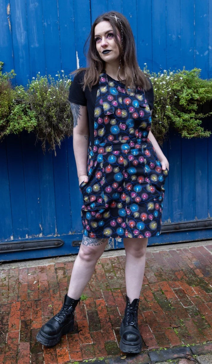 Fairy Lights Print Dungaree Pinafore Dress by Run and Fly