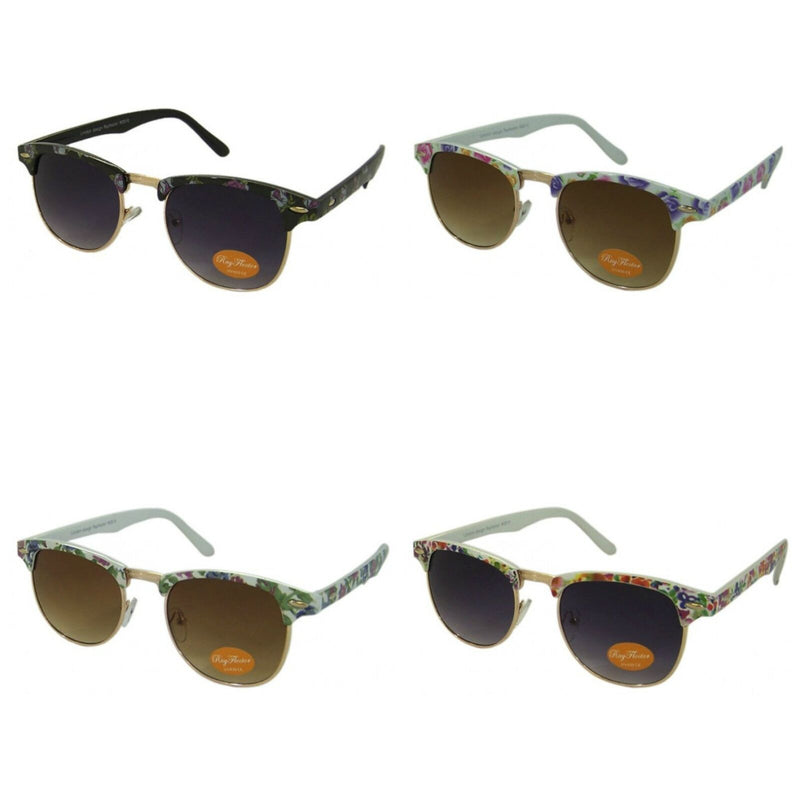 Floral Print Classic Brow Bar Sunglasses - Minimum Mouse