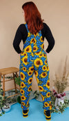Forget Me Not Sunflower Stretch Twill Cotton Dungarees by Run and Fly