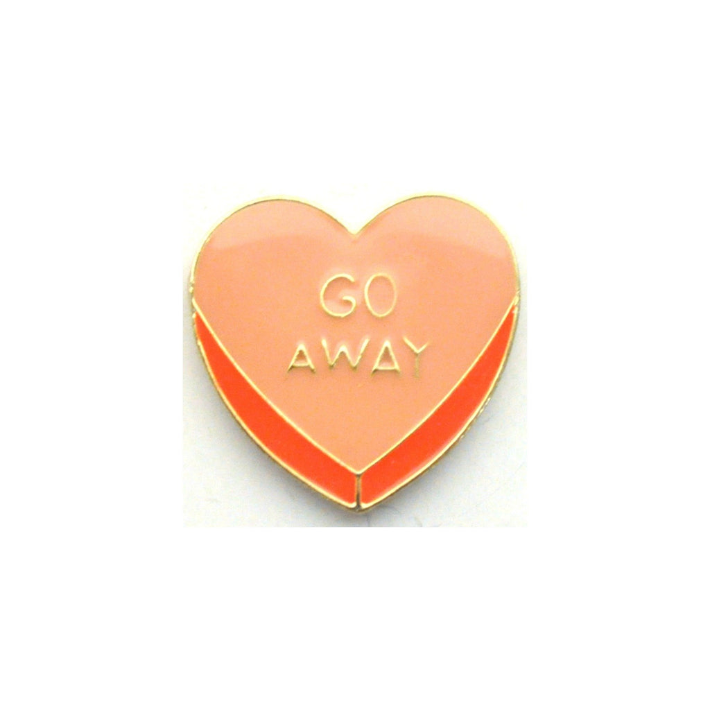 Go Away Love Heart Enamel Lapel Pin Badge - Minimum Mouse