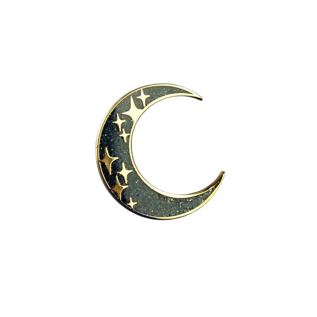 Gold and Black Moon Pin Badge - Minimum Mouse