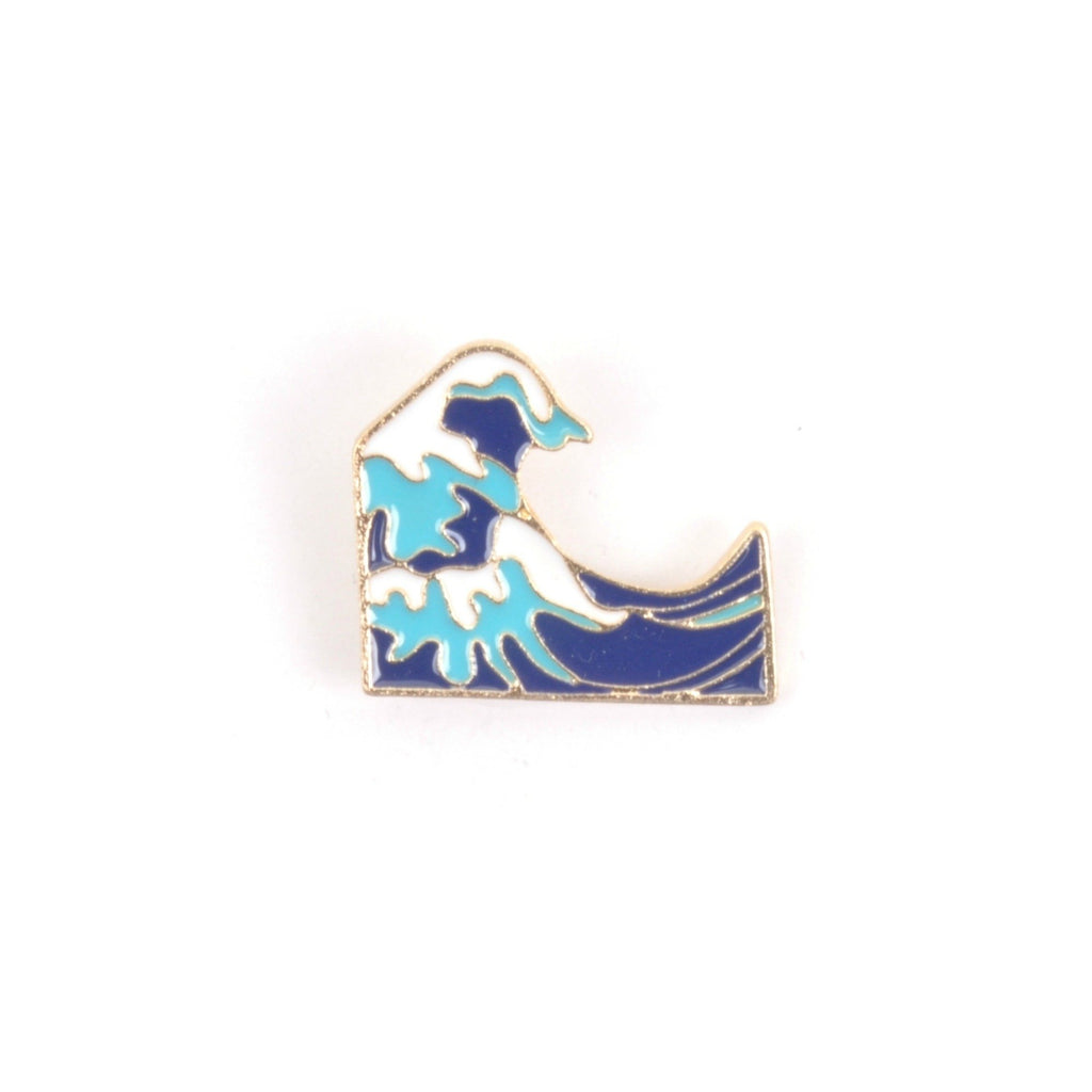 Hokusai Wave Enamel Lapel Pin Badge - Minimum Mouse