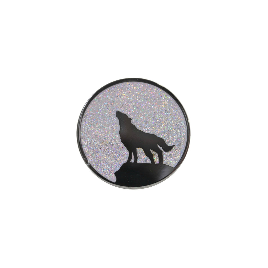 Howling Wolf Glittery Moon Lapel Pin Badge - Minimum Mouse