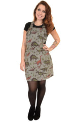 Jurassic Adventure Dinosaur Cord Dungaree Pinafore Dress by Run and Fly - Minimum Mouse