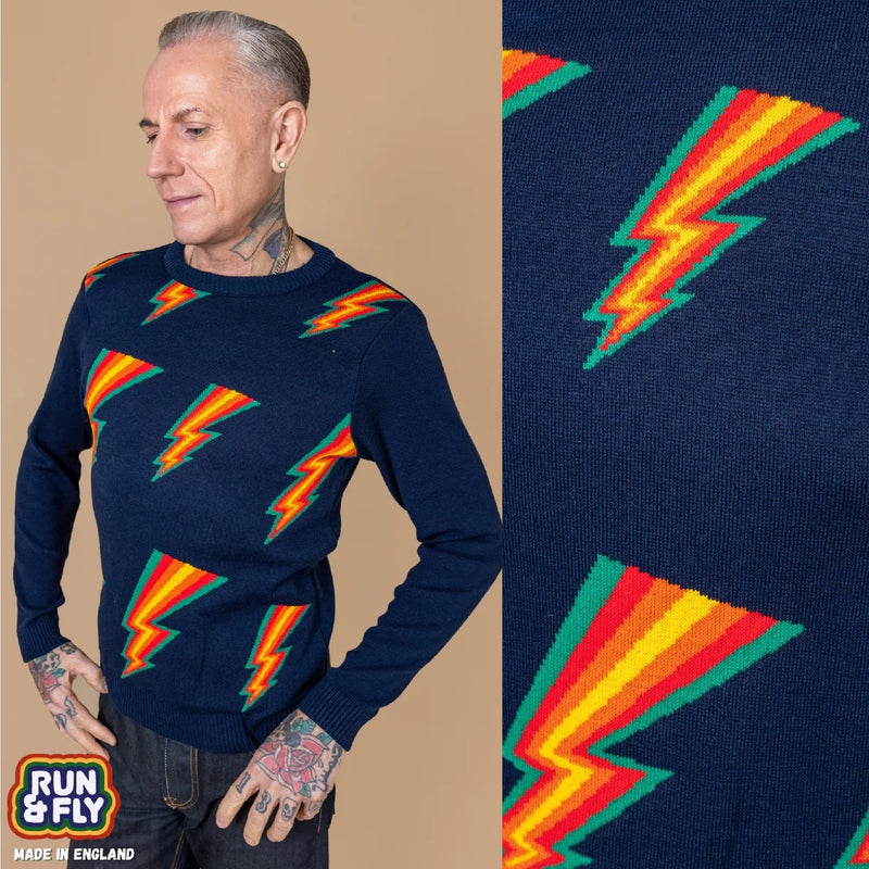 Multi Rainbow Lightning Bolt Jumper by Run and Fly