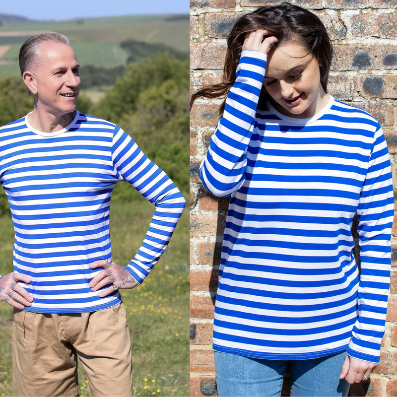 Long Sleeved Blue and White Stripe T Shirt by Run and Fly - Minimum Mouse