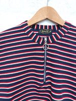 Navy Striped Zip Neck Jumper by Run and Fly - Minimum Mouse