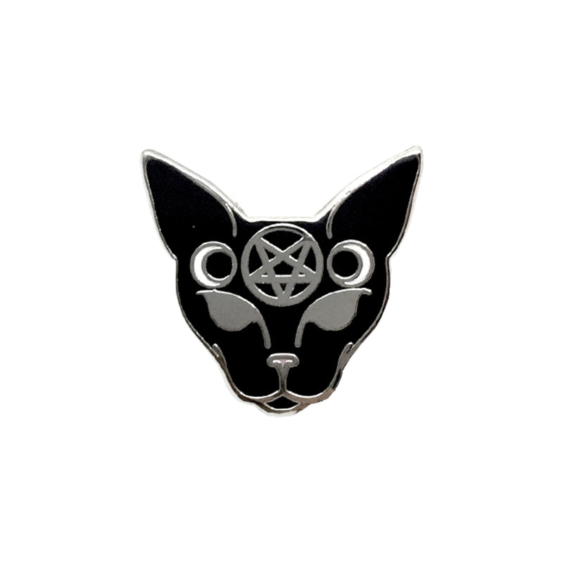 Pentagram Cat Enamel Lapel Pin Badge