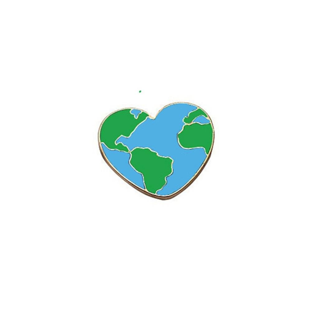 Planet Earth Heart Enamel Lapel Pin Badge - Minimum Mouse