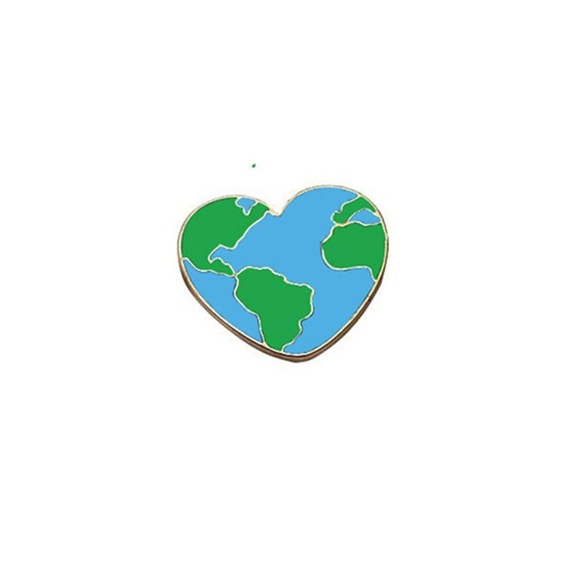 Planet Earth Heart Enamel Lapel Pin Badge - Minimum Mouse