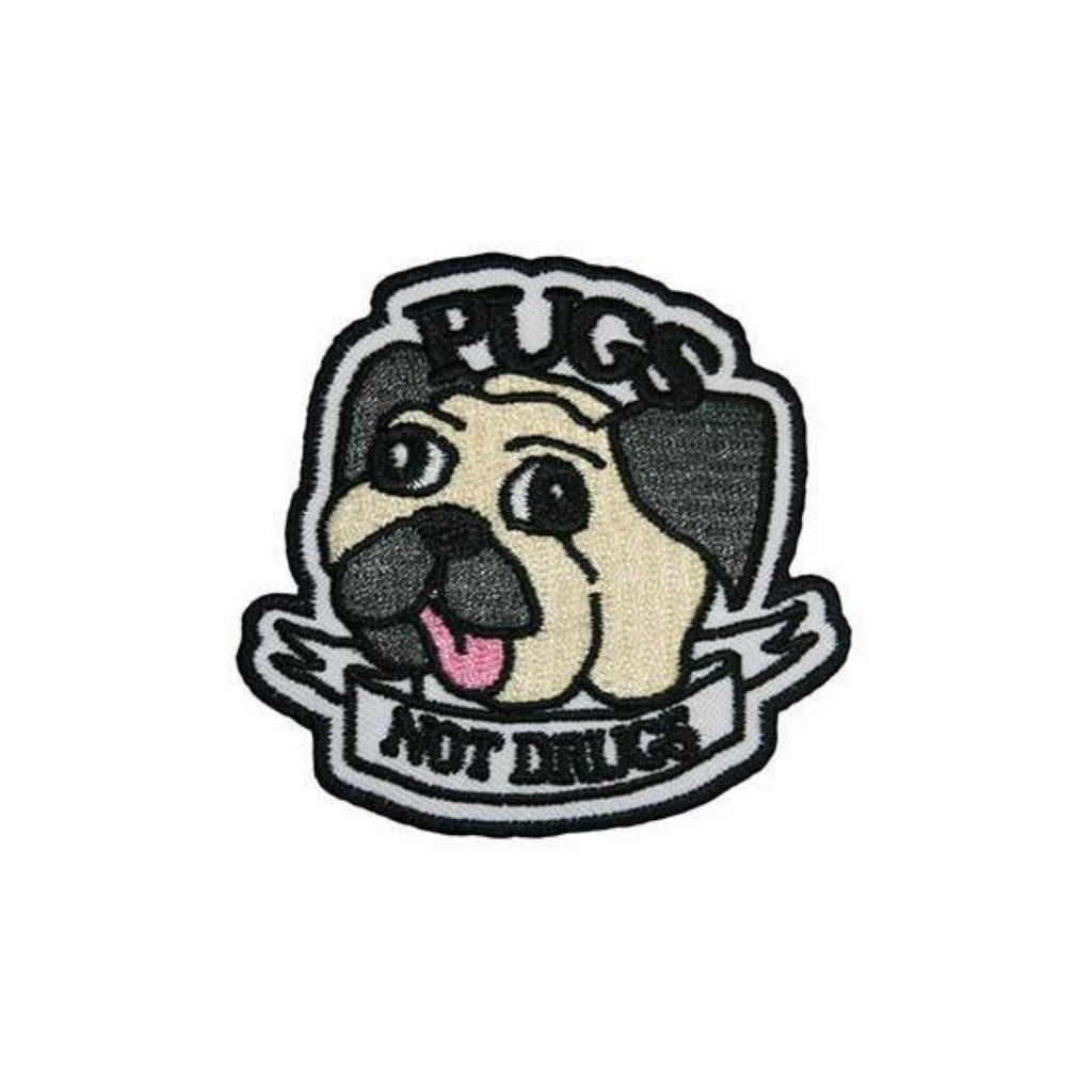 Pugs Not Drugs Iron On Patch - Minimum Mouse