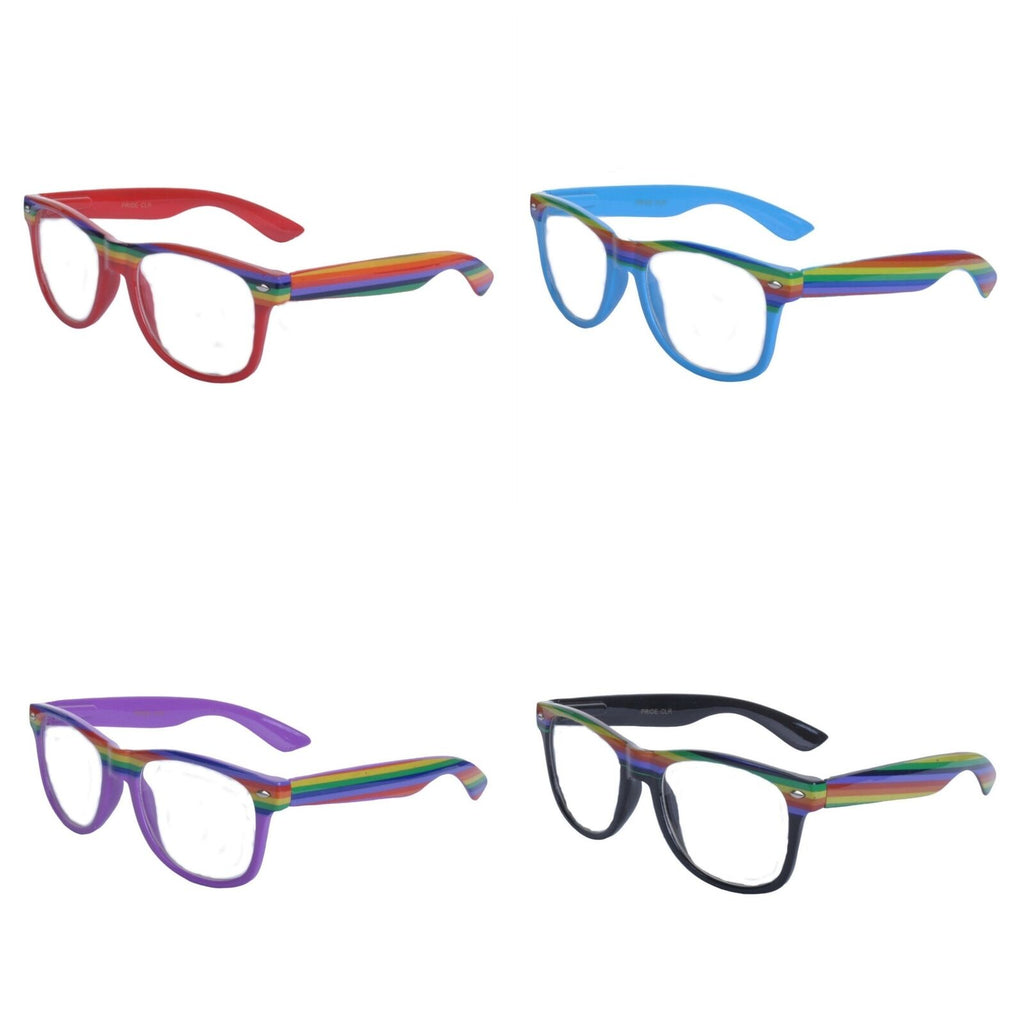 Rainbow Clear Lens Geek Glasses - Minimum Mouse