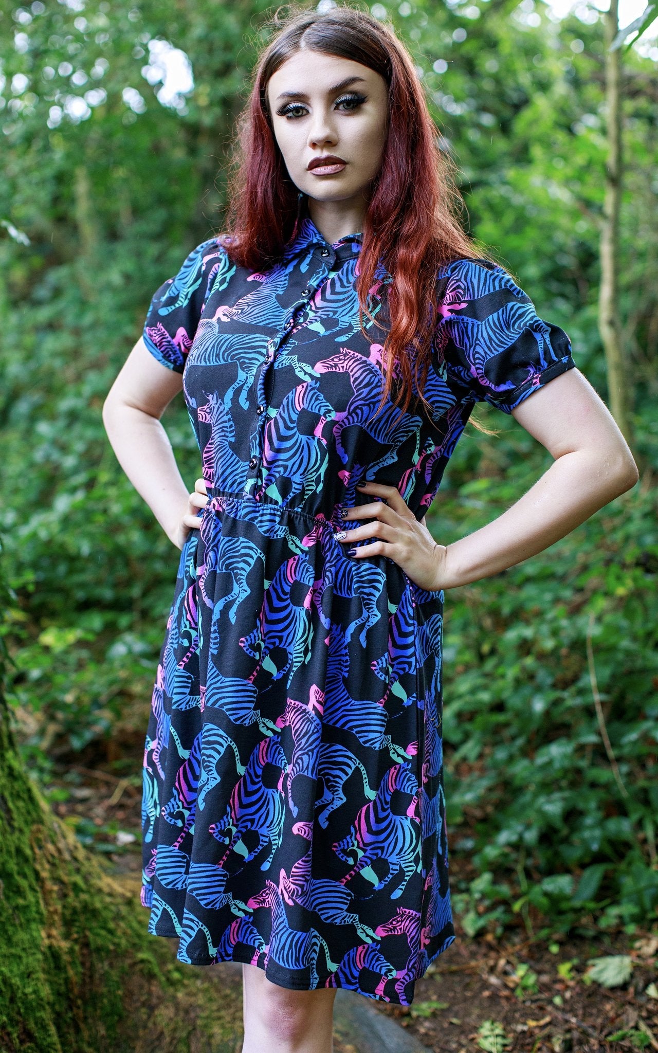 Rainbow Zebra Jersey Skater Dress by Run and Fly - Minimum Mouse