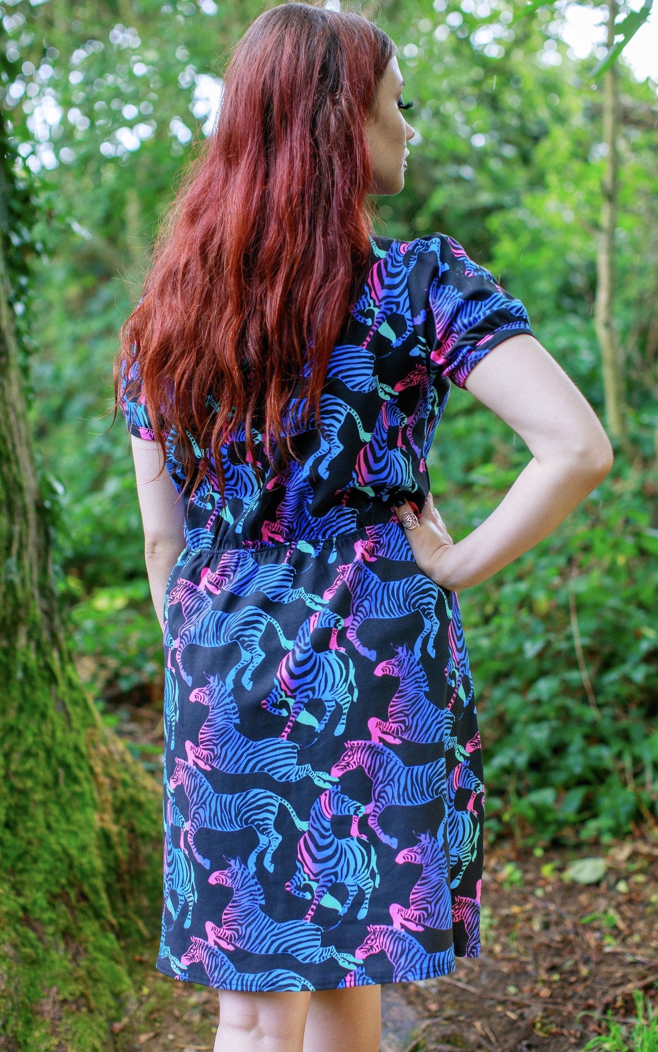 Rainbow Zebra Jersey Skater Dress by Run and Fly - Minimum Mouse