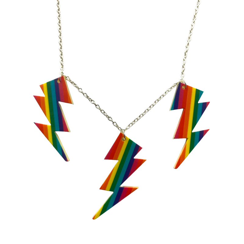 Rainbow Lightning Bolt Necklace by Love Boutique