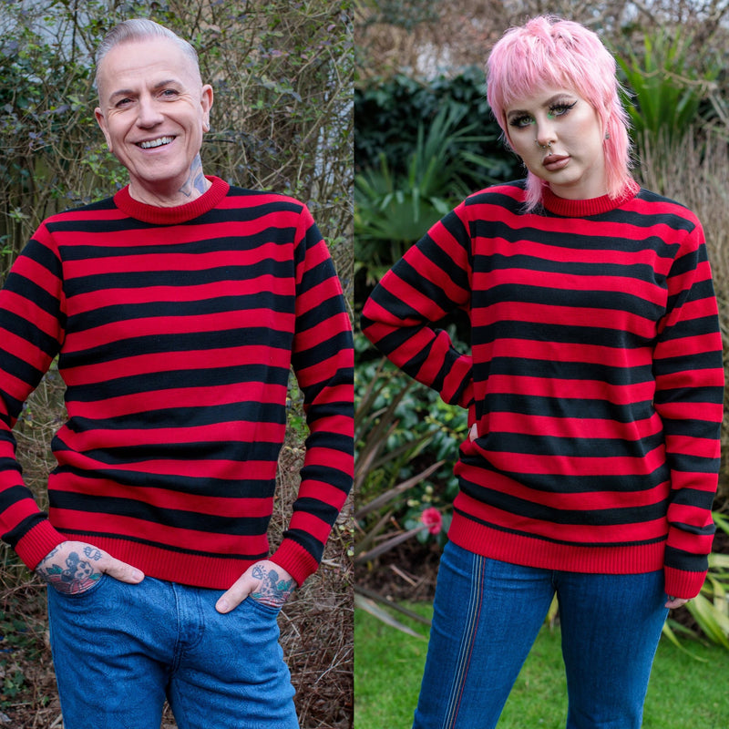 Red and Black Stripe Jumper by Run and Fly - Minimum Mouse