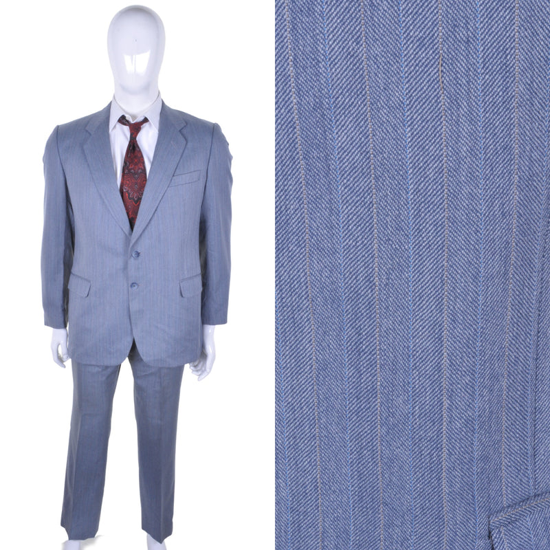 St Michael Blue Herringbone Tweed Suit 42R - Minimum Mouse