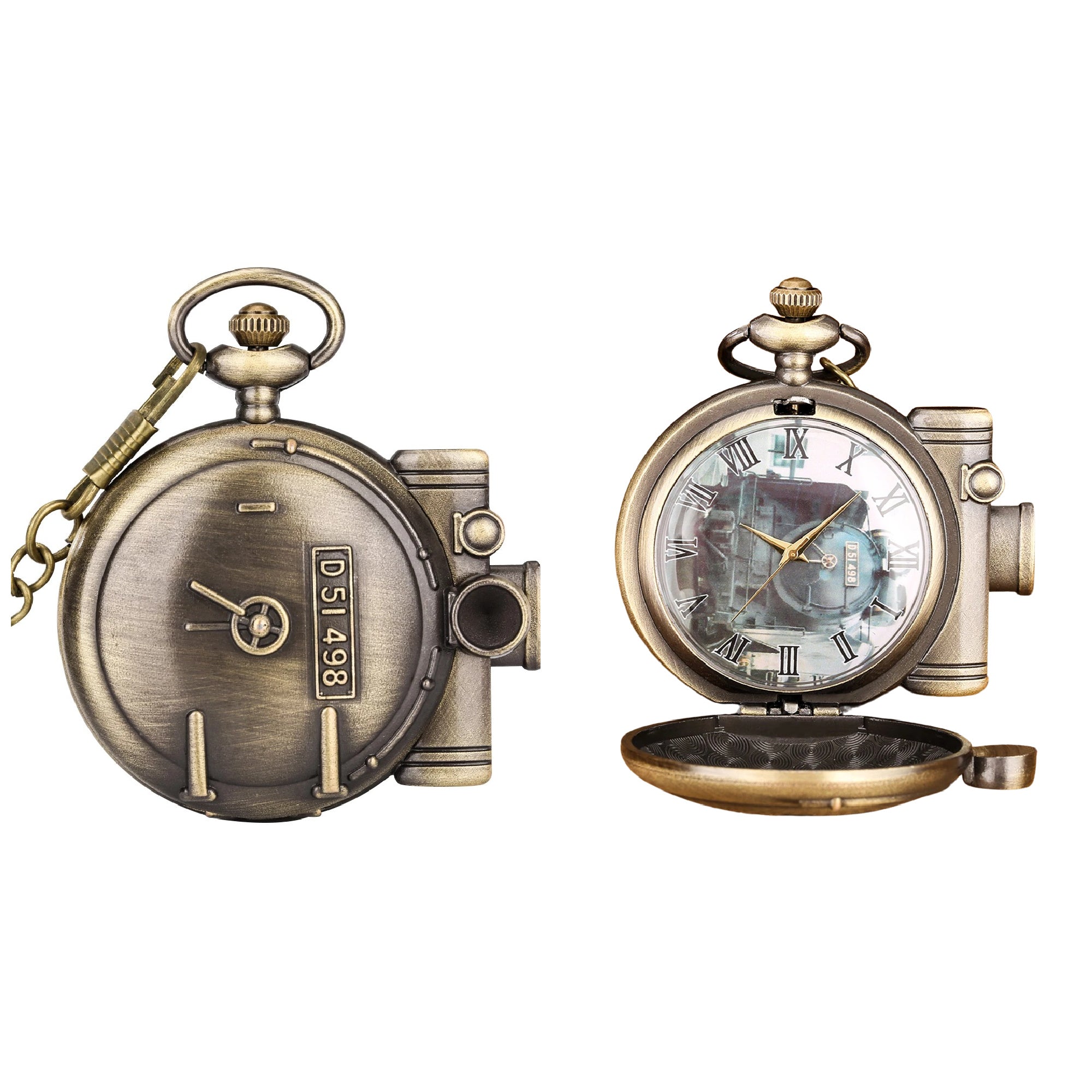 Steam Train Quartz Pocket Fob Watch Steampunk/Victorian/Wedding