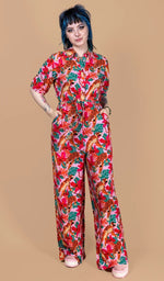 Pink Tiger Lily Print Jumpsuit by Run and Fly