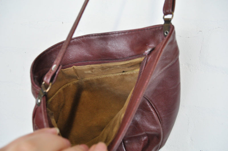 Maroon leather deals handbag