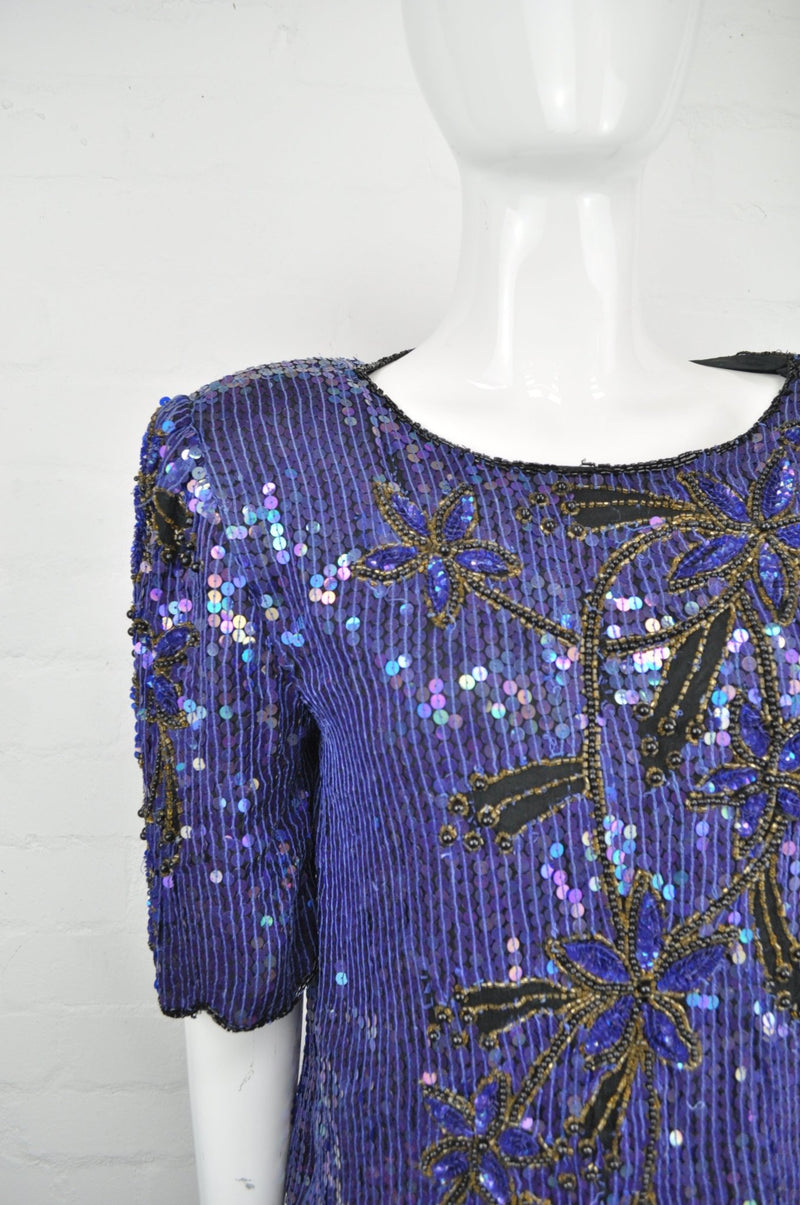 Midnight blue sequin top hot sale