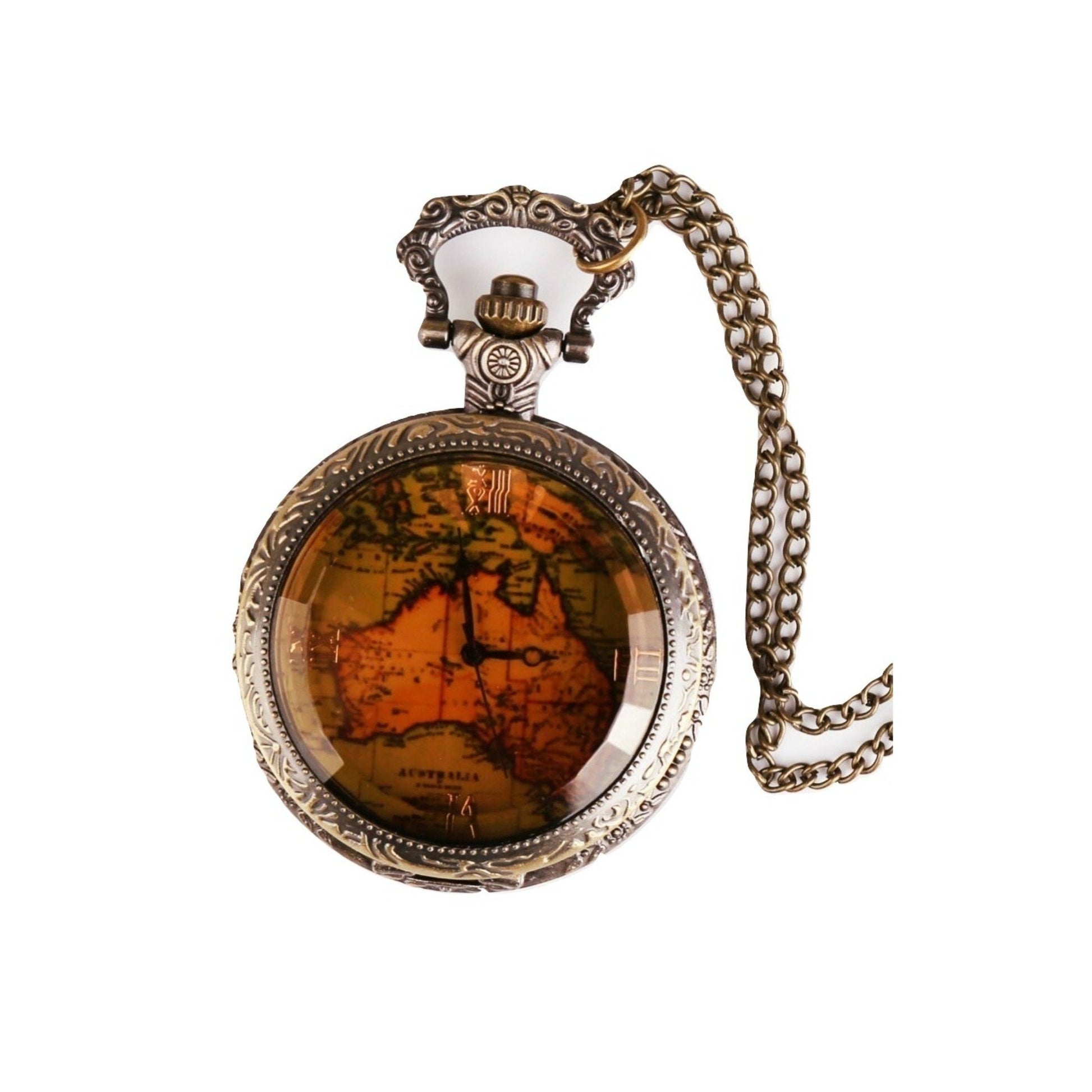 Vintage Australia Map Quartz Pocket Watch - Minimum Mouse