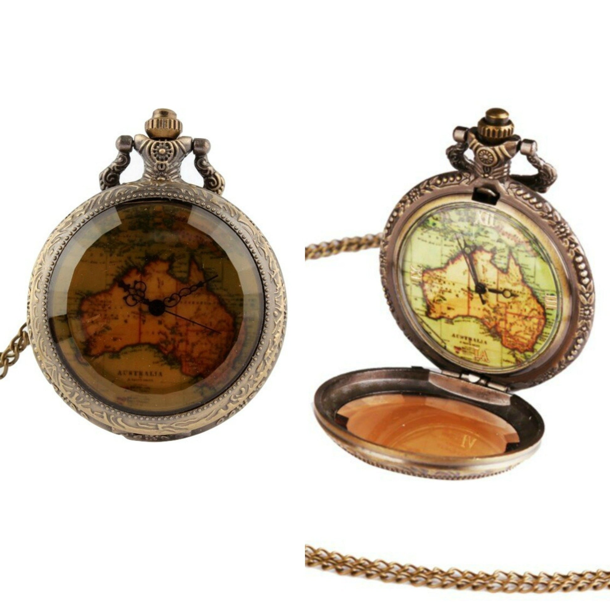 Vintage Australia Map Quartz Pocket Watch - Minimum Mouse