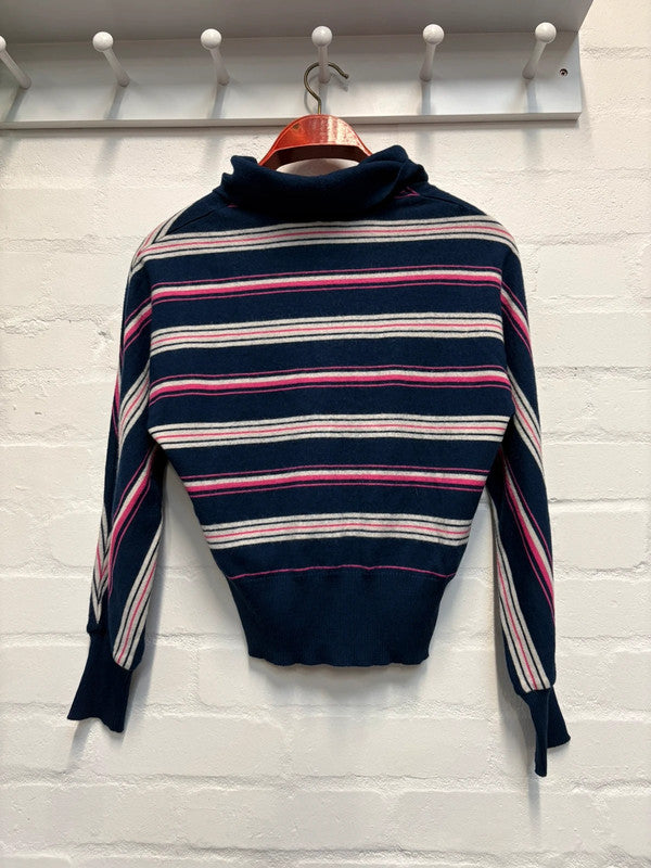 Vintage 80’s Jumper S 8 10 Stripe Stripy Roll Neck Retro True