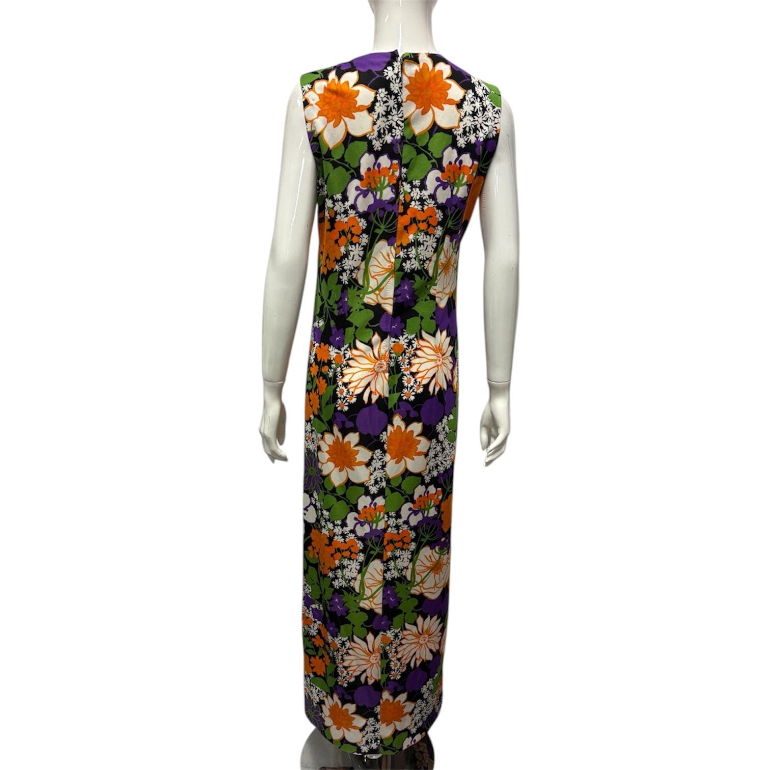 Vintage 60's 70's Maxi Dress 12 14 Bright Floral Hippy Boho Retro True Tropical