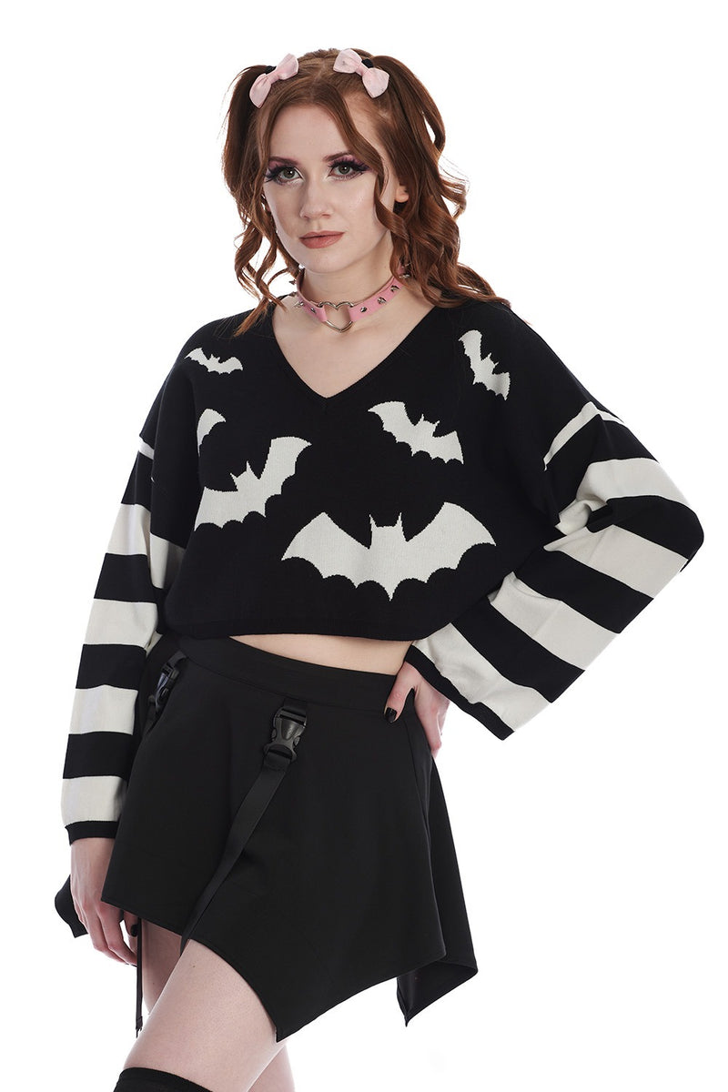 Black and White Bat Jumper by Banned Apparel
