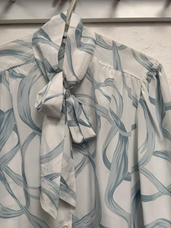 Vintage 80’s Blouse 10 Pussy Bow Collar White True Retro