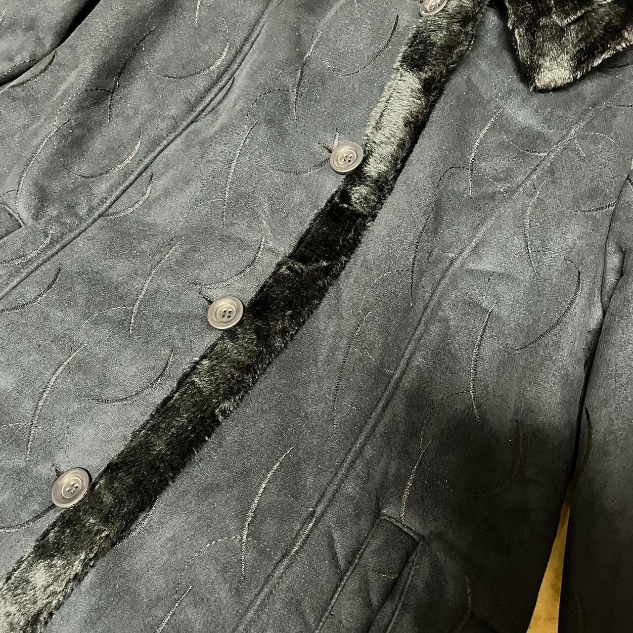 Vintage 70's Style Navy Blue Faux Sheepskin Coat 12 Boho Whimsygoth Retro Long