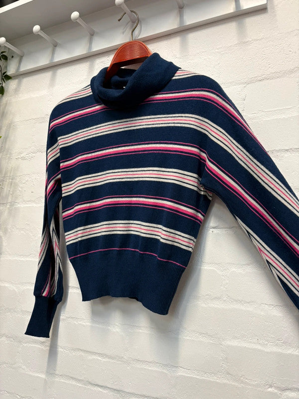 Vintage 80’s Jumper S 8 10 Stripe Stripy Roll Neck Retro True