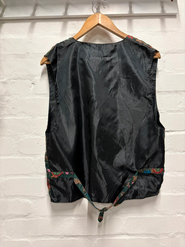Vintage Waistcoat 90's Jazzy Print L 14 16 Retro True