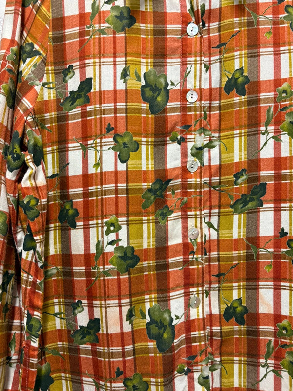 Vintage Shirt Leaf Print Patterned Blouse Cottagecore Retro