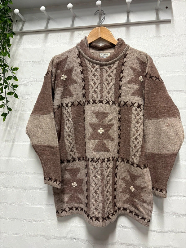 Vintage Brown Jumper L Wool Cottagecore Cottage Cosy