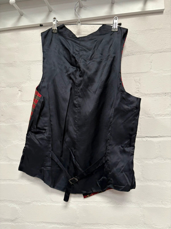 Vintage Stewart Tartan Silk Waistcoat 12 Classic Retro Red