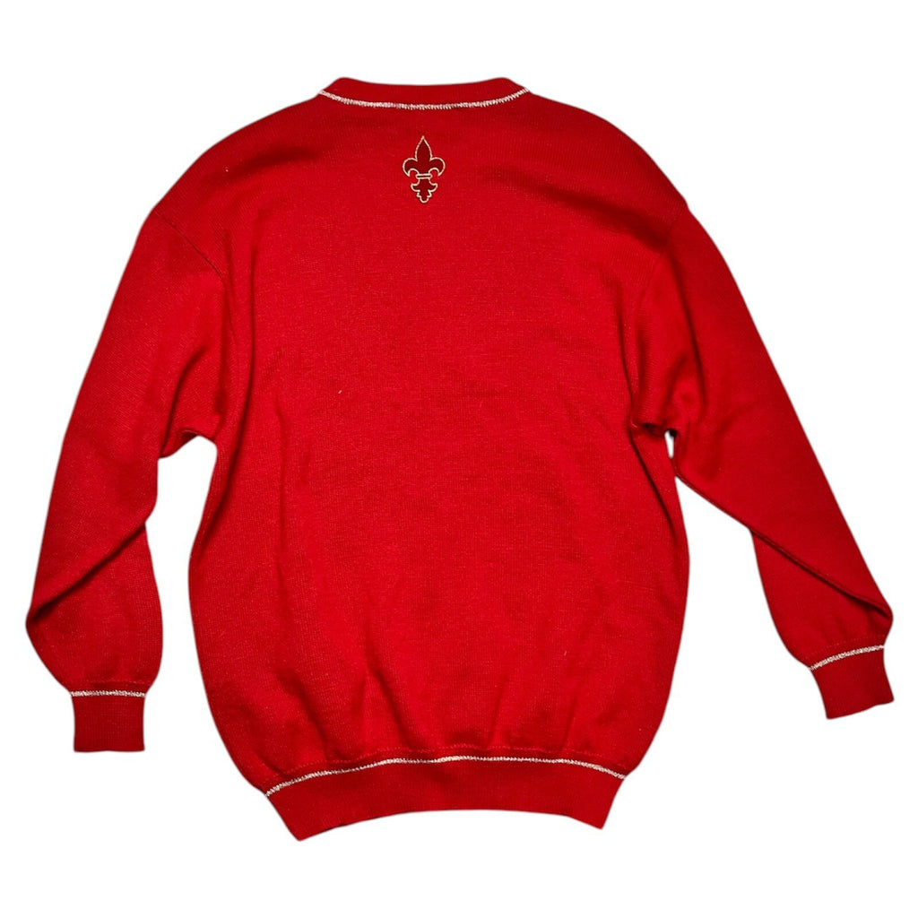 Vintage 80's Jumper Red Graphic Size S/M 10-12 Crown Heritage Preppy Wool Blend