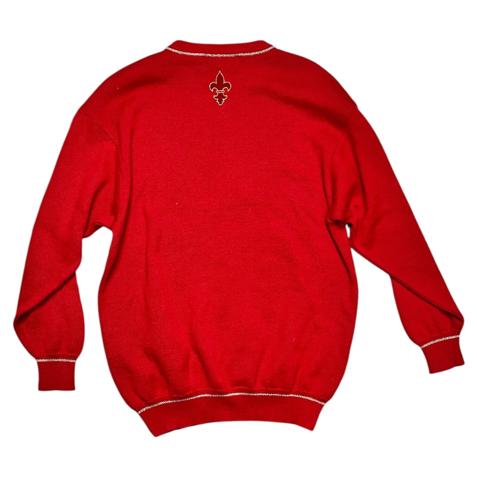 Vintage 80's Jumper Red Graphic Size S/M 10-12 Crown Heritage Preppy Wool Blend