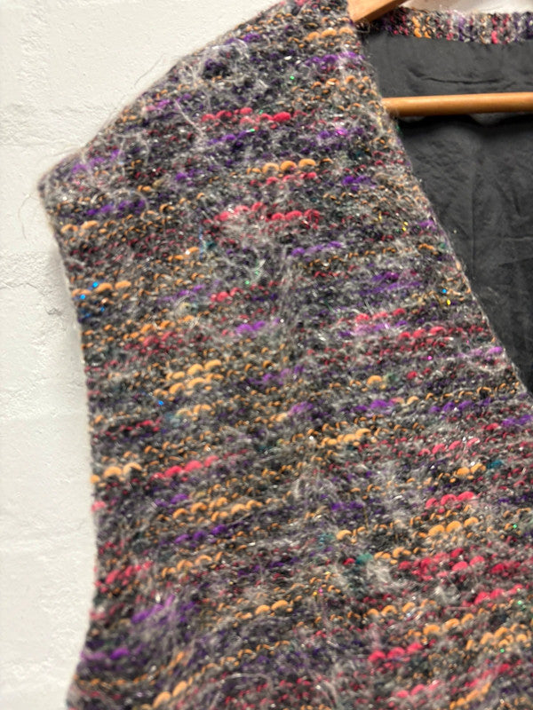 Vintage Sweater Vest L 14 16 Sleeveless Cardigan Cosy Chunky Knit