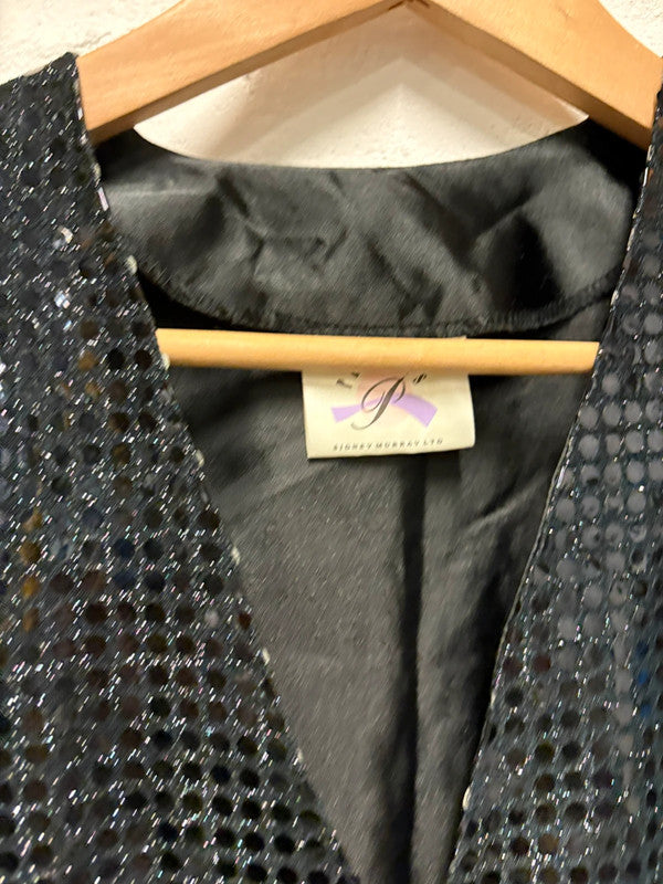 Vintage 80’s Sequin Waistcoat 10-12 Black Retro Glam Party