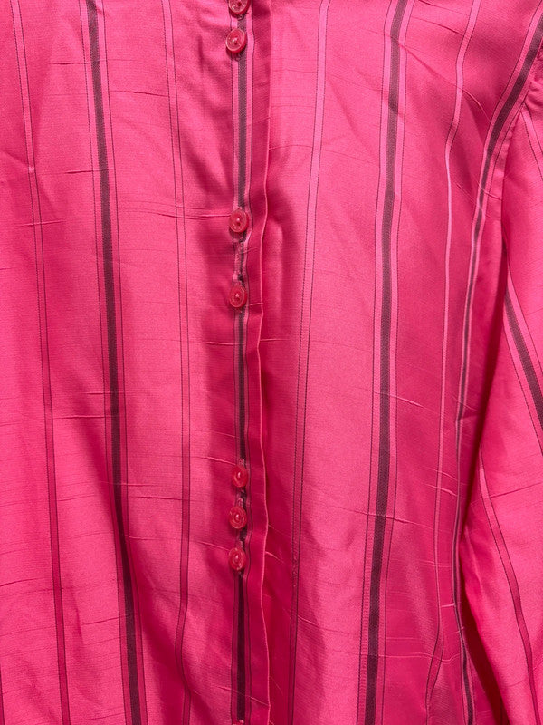 Vintage 70’s Blouse Pink Stripe 12 Silky Satin 80’s Retro True