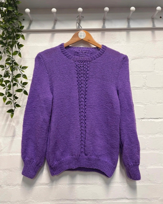 Vintage Purple Hand Knit Jumper S 10 12 Retro Cottagecore