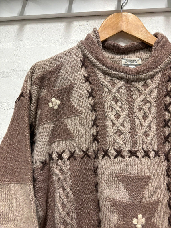 Vintage Brown Jumper L Wool Cottagecore Cottage Cosy