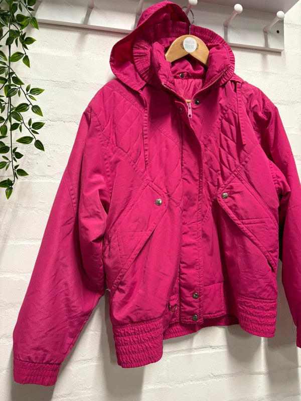 Vintage 80’s St Michael Ski Jacket Coat 10-12 Padded Barbie Hot Pink