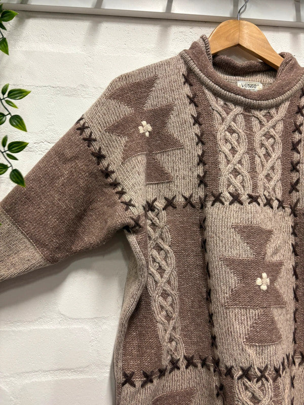 Vintage Brown Jumper L Wool Cottagecore Cottage Cosy